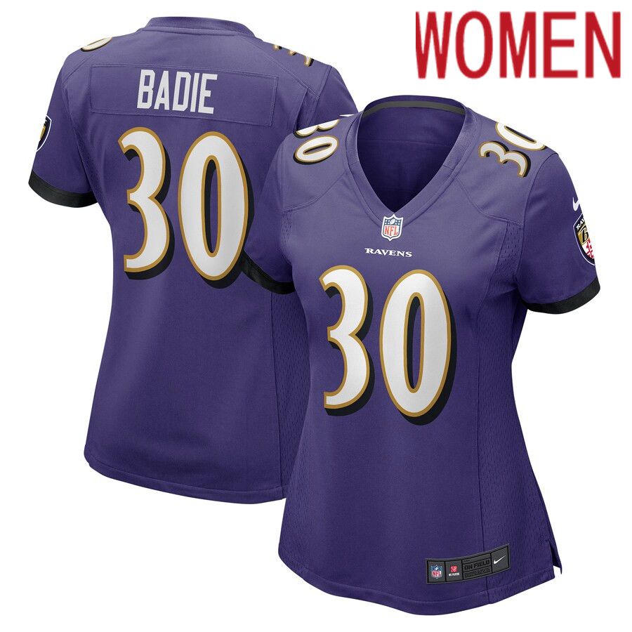 Women Baltimore Ravens #30 Tyler Badie Nike Purple Player Game NFL Jersey